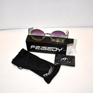 FEISEDY Futuristic Hipster Sunglasses – Polygon Trapezoid with Side Shields, Pur